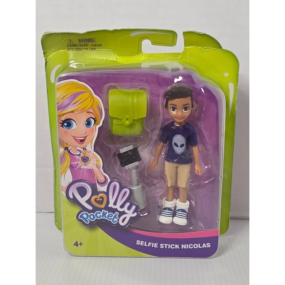 Polly Pocket Selfie Stick Nicolas Doll 3 inch Purple New FTP72
